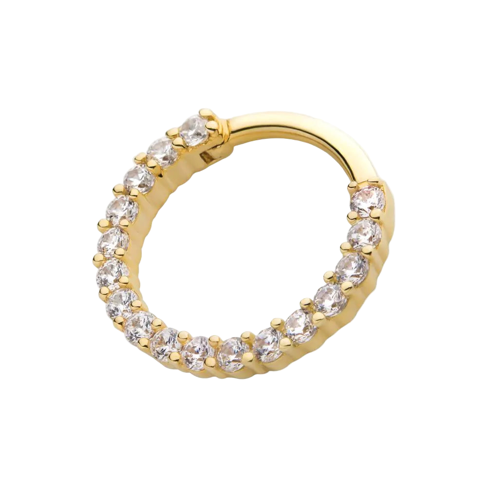 14kt Yellow Gold Prong Set CZ - Forward Facing -Hinge Ring