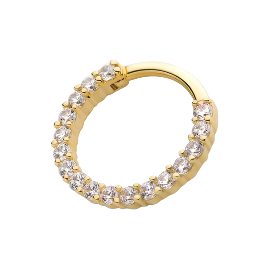 14kt Yellow Gold Prong Set CZ - Forward  Facing -Hinge Ring