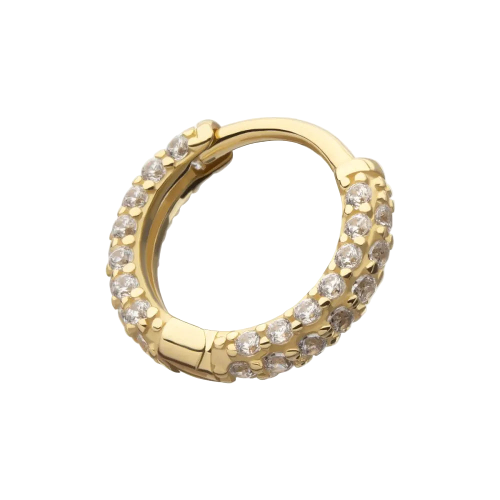 14k Yellow Gold Pave CZ Hinge Ring