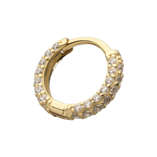 14k Yellow Gold Pave CZ Hinge Ring