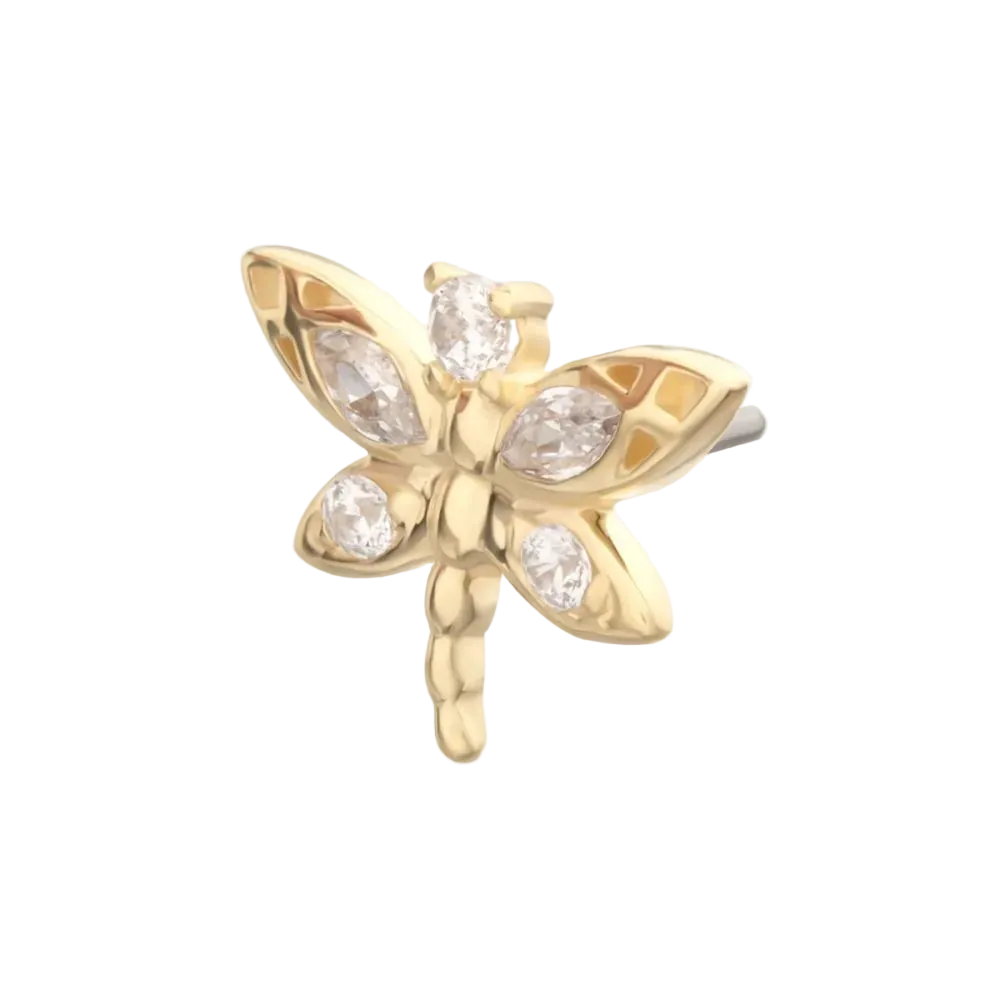 14k Gold- Dragonfly -Threadless Attachment