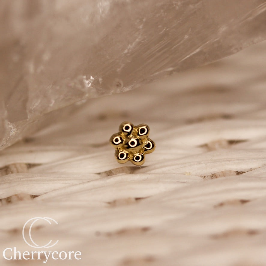 Gold Beaded Flower- Yellow Gold- Threadless Attachment