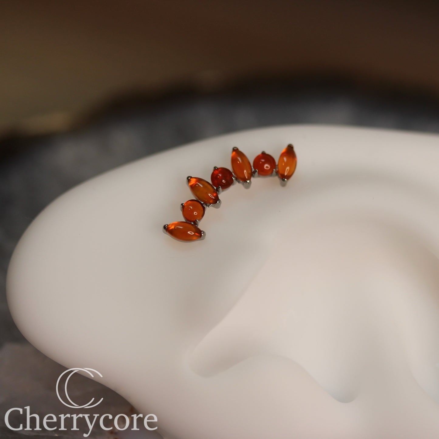 Natural Red Onyx Marquise Arc- Threaded attachment