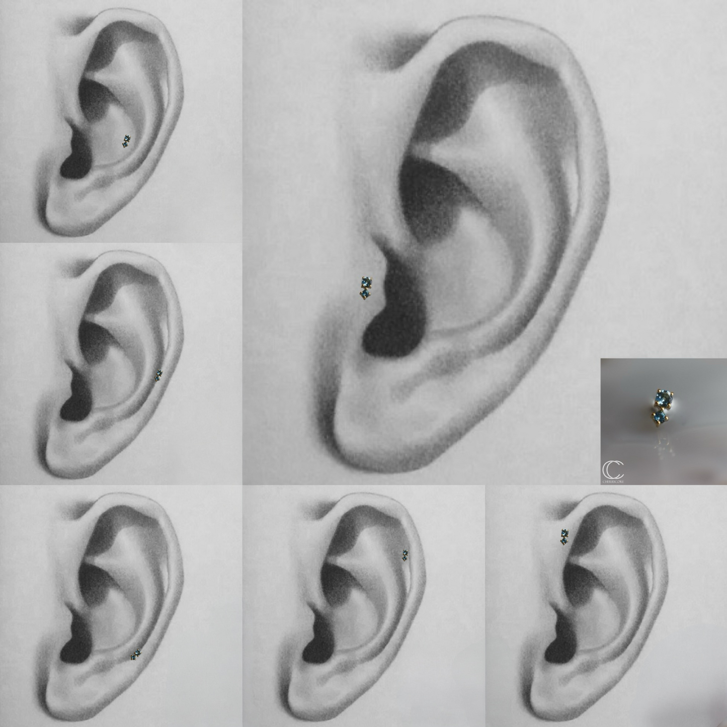 Bebe - Genuine London Blue Topaz- 14k White Gold Threadless Attachment