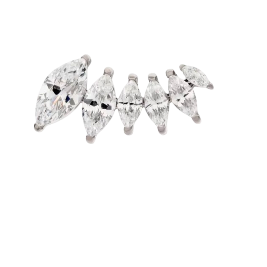Titanium 6 Gem Marquise Arc Threadless Attachment
