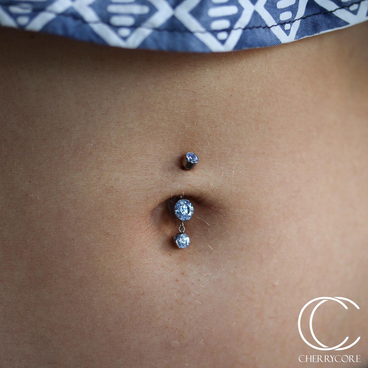 Titanium Partial Bezel Navel Curve w/ Dangle