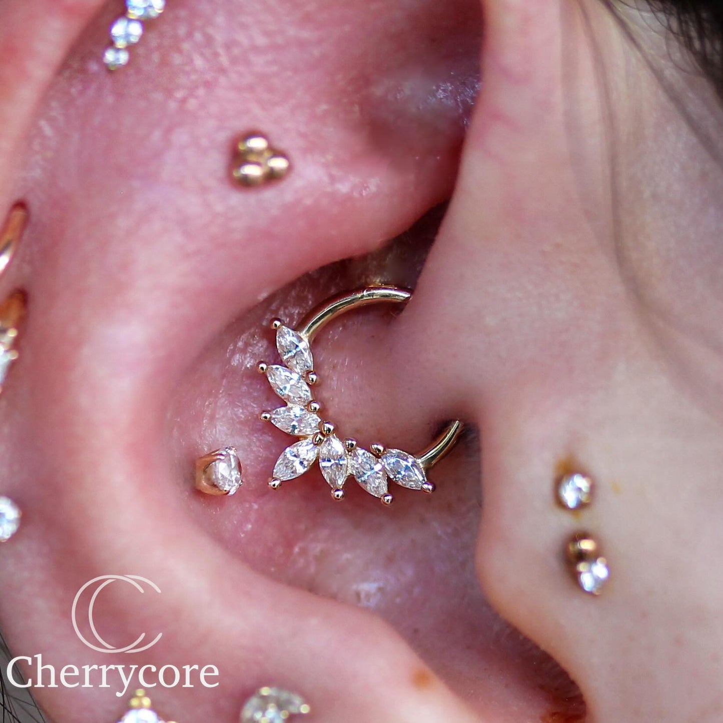 14kt Marquise Cluster CZ Hinge Rings