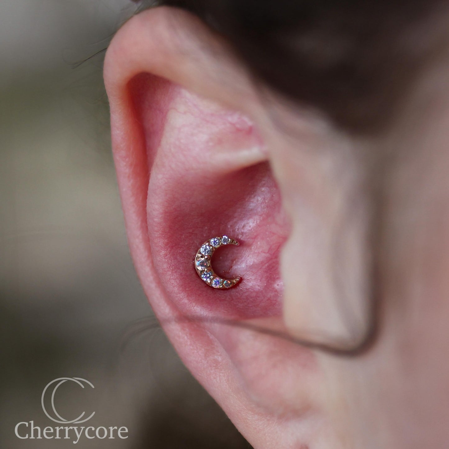 14k Pave Moon Threadless Attachment