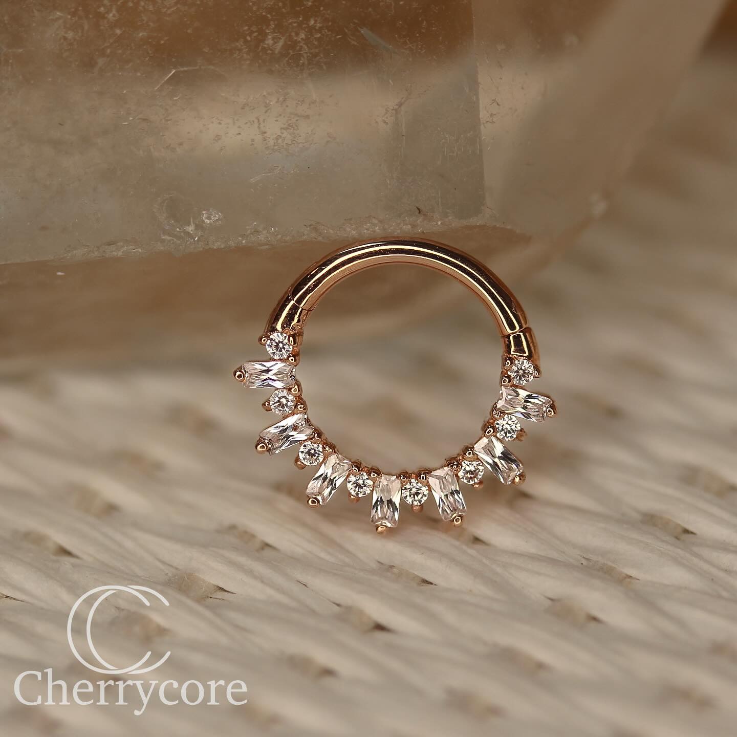 Unforgettable - Cz - Solid 14Kt Rose Gold Clicker