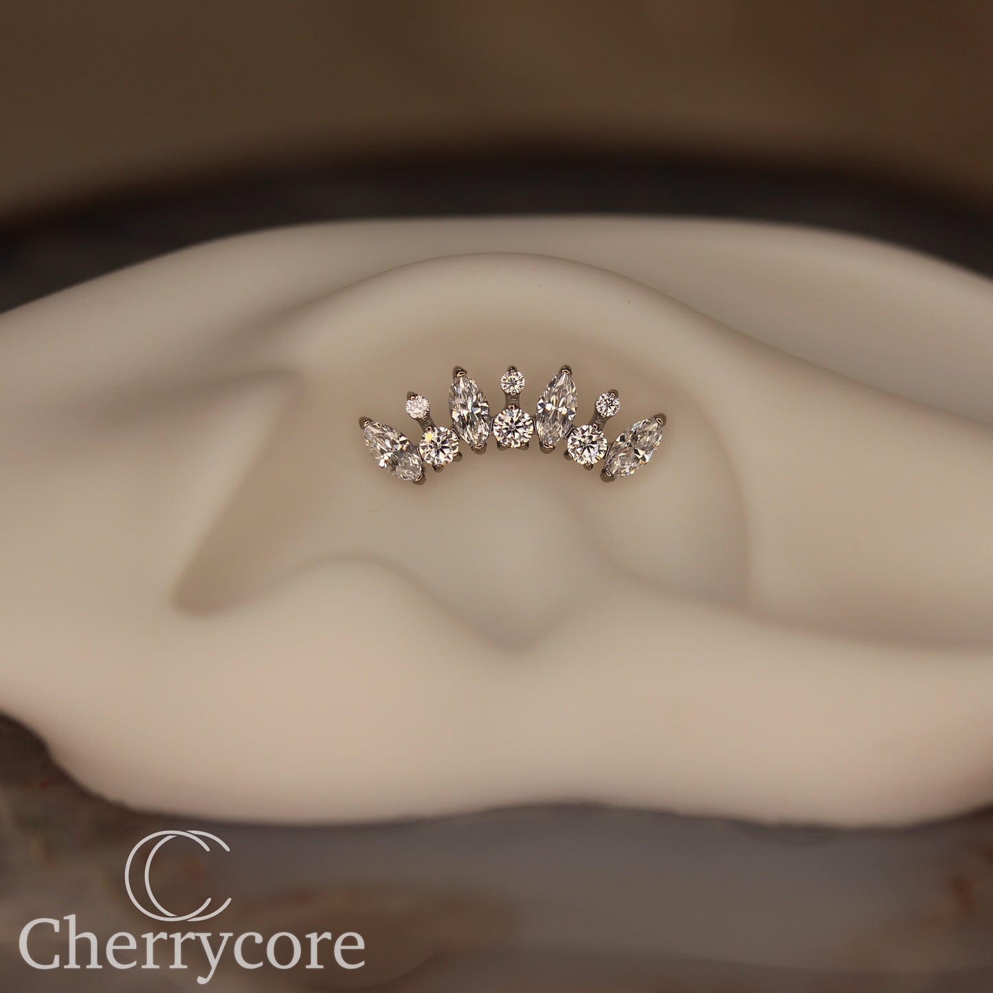Alternating Marquise & Brilliant Cut Arc -CZ- Threaded attachment