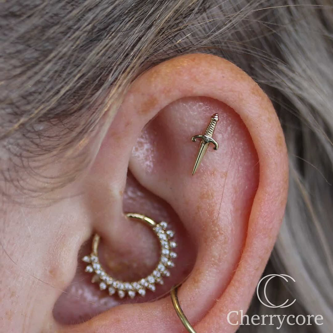 Dagger- 14k White Gold- Threadless Attachment