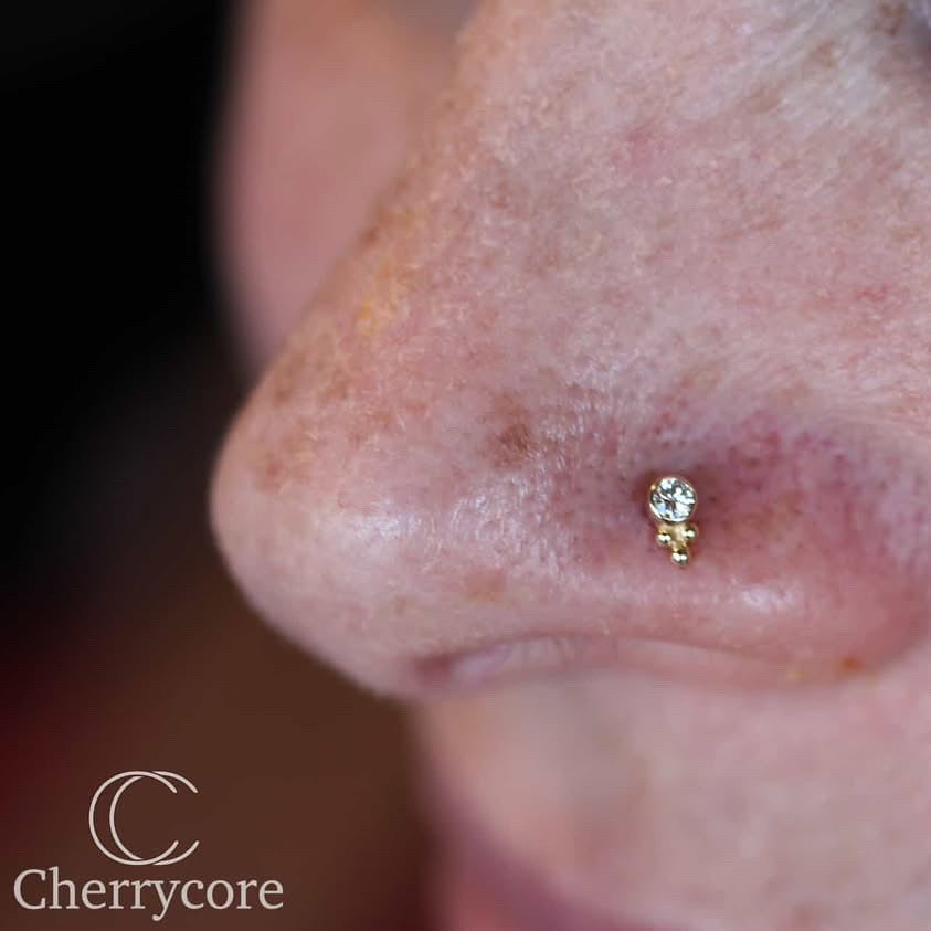 Lab Diamond Bezel Tribead Duo- 14k Yellow Gold- Threadless Attachment