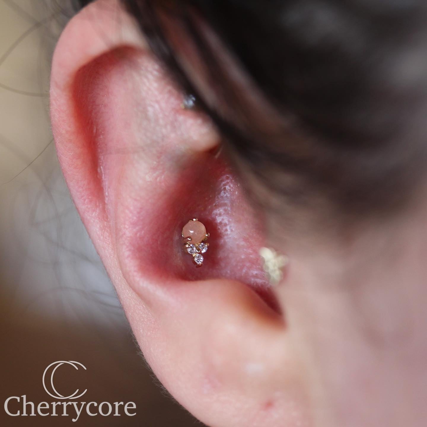 Betsy- Genuine Peach Moonstone- Threadless attachment