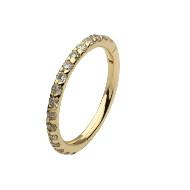 14kt Gold Hinge Ring With Prong Set Lab Diamonds