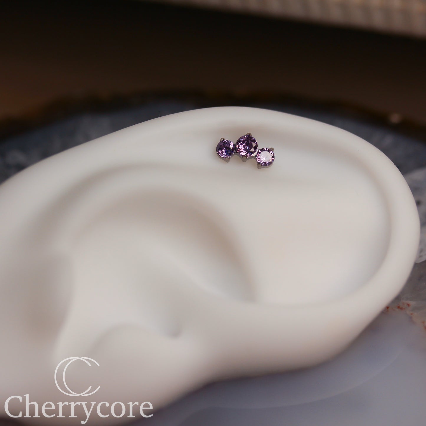 Prong Set Amethyst CZ Mini Arc- Titanium Threaded attachment