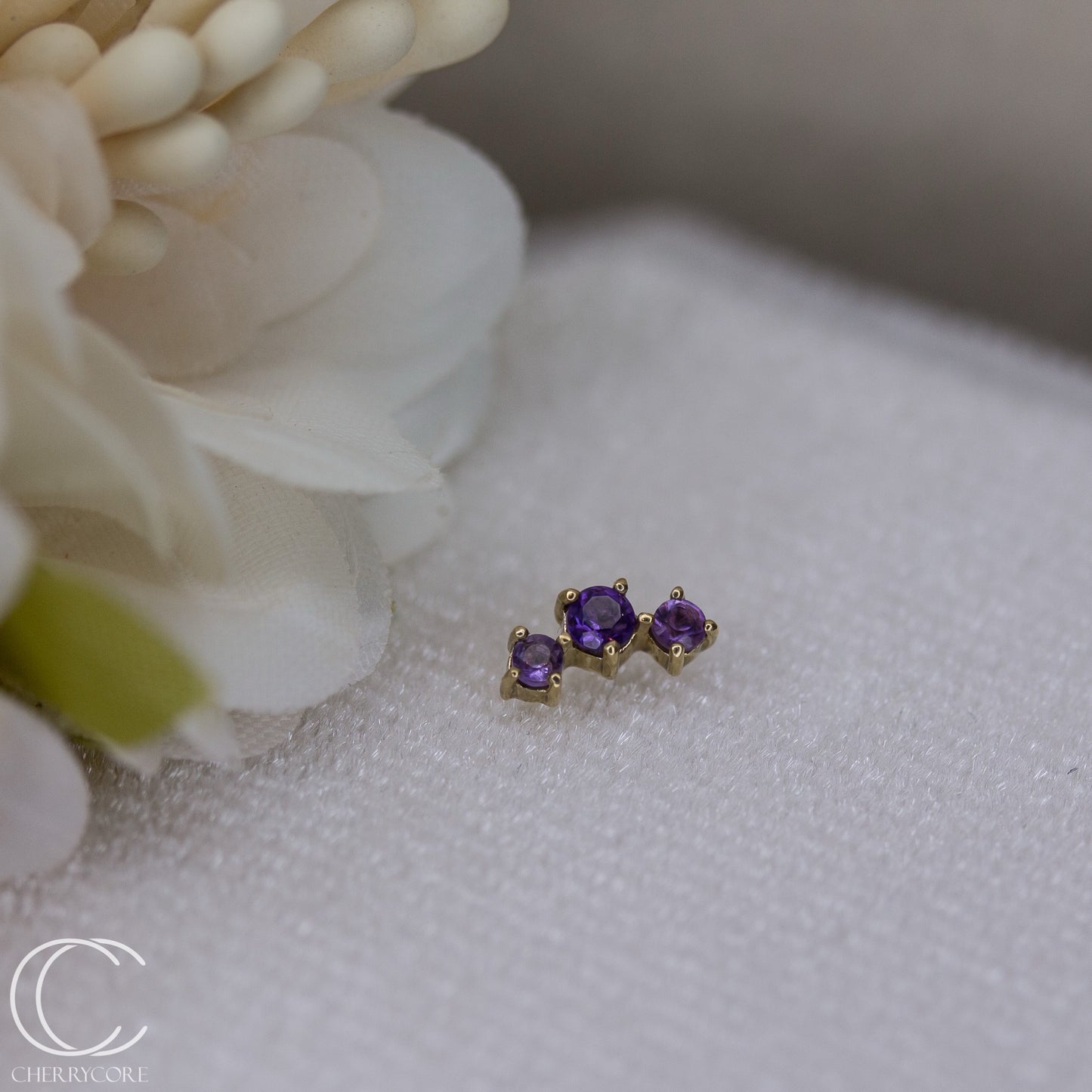 Three Sisters- Genuine Amethyst- Threadless Attachment