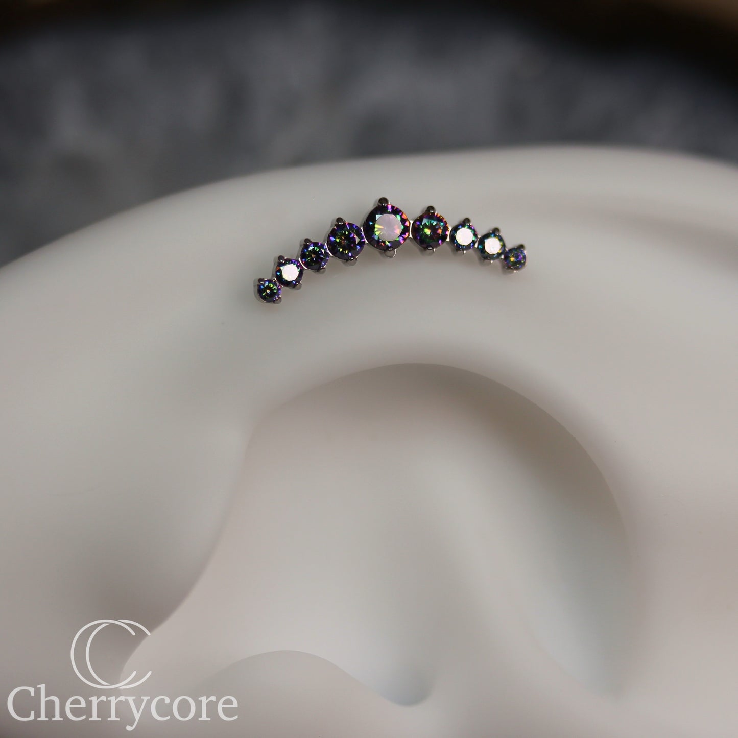 Prong Set Paradise Shine CZ 9 Gem Arc- Threaded attachment