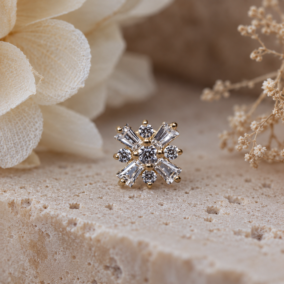 Odette- 14k Yellow gold - Internally Threaded attachment