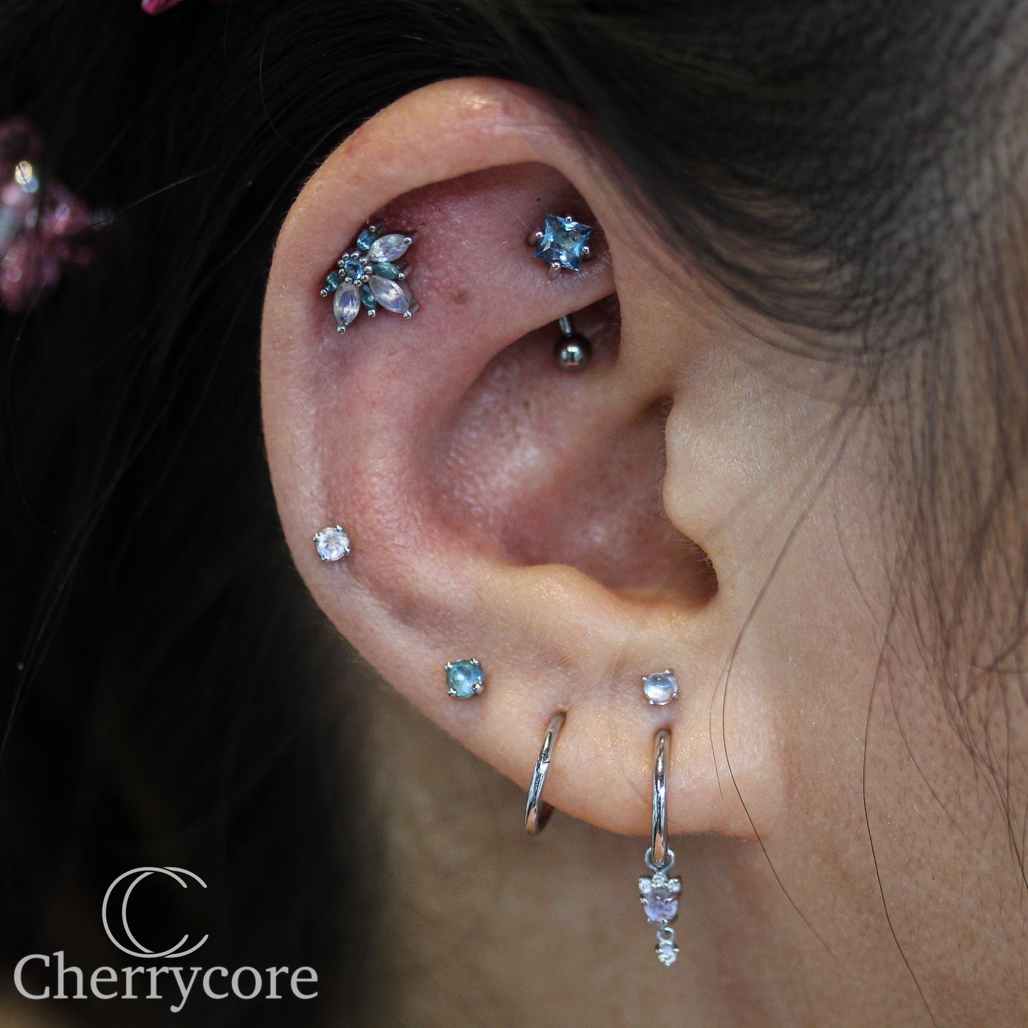 14k Prong Set Genuine Rainbow Moonstone- Threaded Attachment