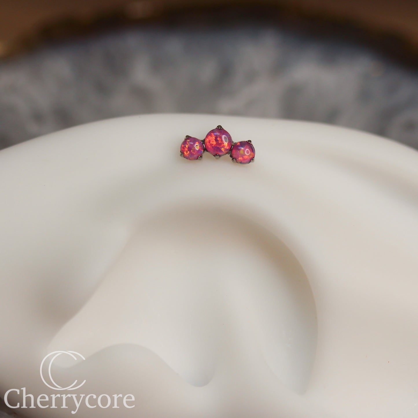 Prong Set Bubblegum Opal Mini Arc - Titanium Threaded attachment