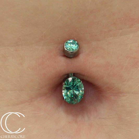 Titanium Oval Cut Navel Curve