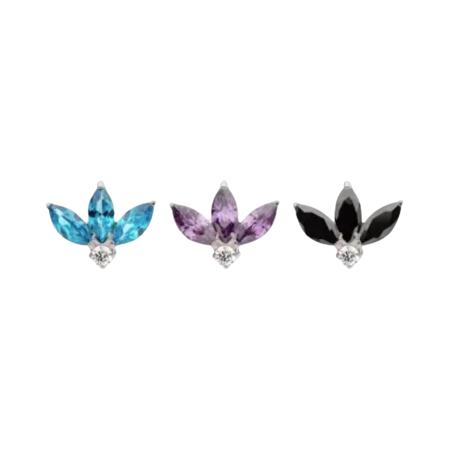 Titanium Marquise Fan with CZ Accent- Threadless attachment