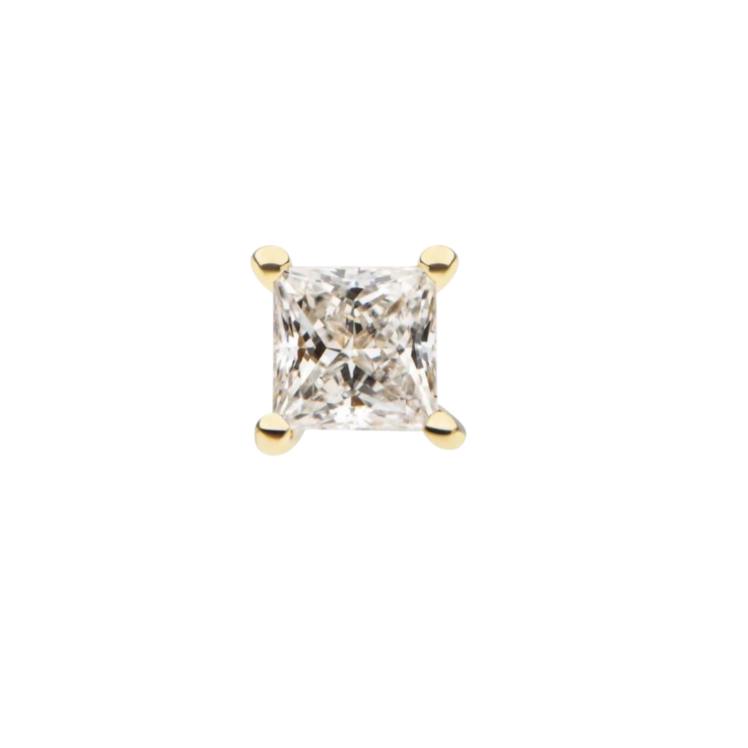 14k Princess Cut Threadless Attachment