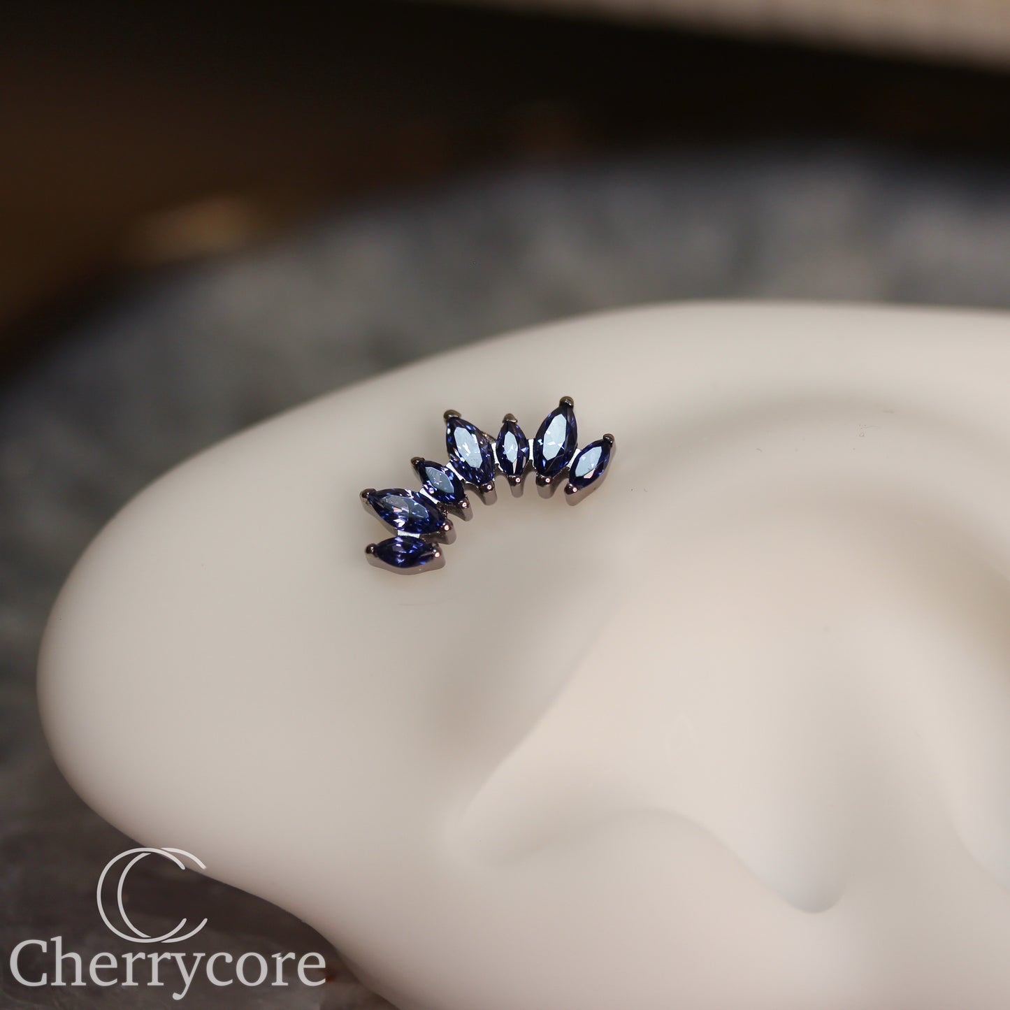 Alternating Marquise Arc -Sapphire CZ- Threaded attachment