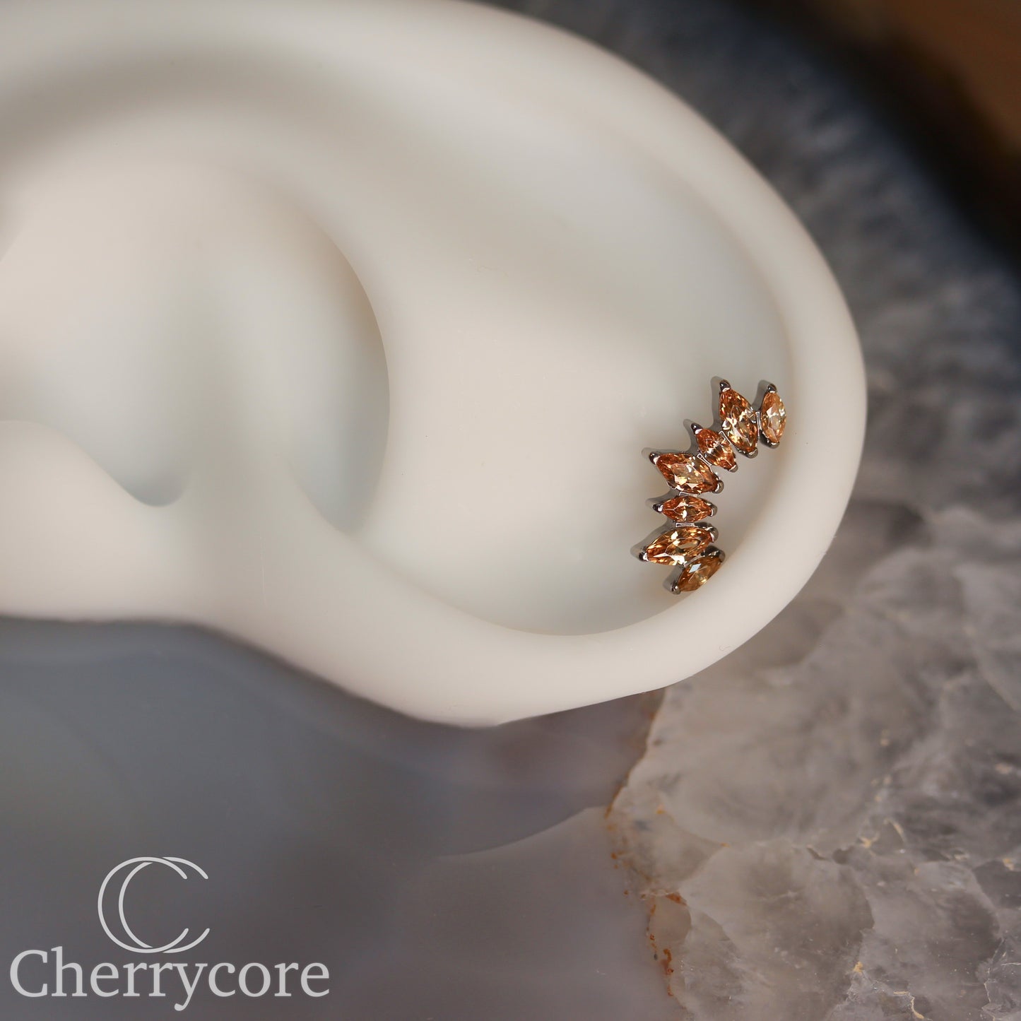 Alternating Marquise Arc -Champange CZ- Threaded attachment