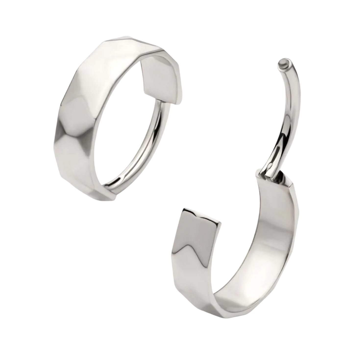 Titanium Faceted Cuff Style Hinge Ring