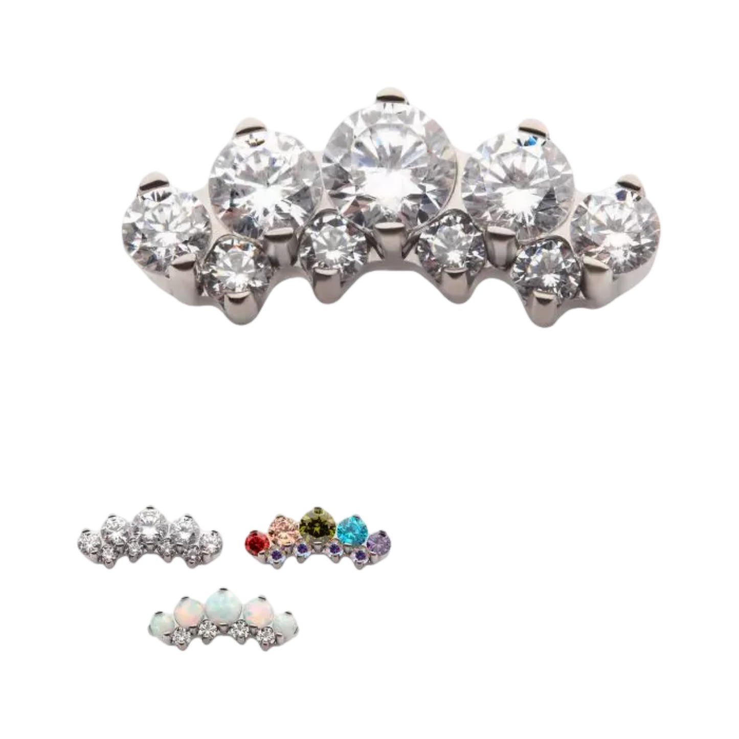 Titanium Double Row Prong Set CZ Arc Cluster