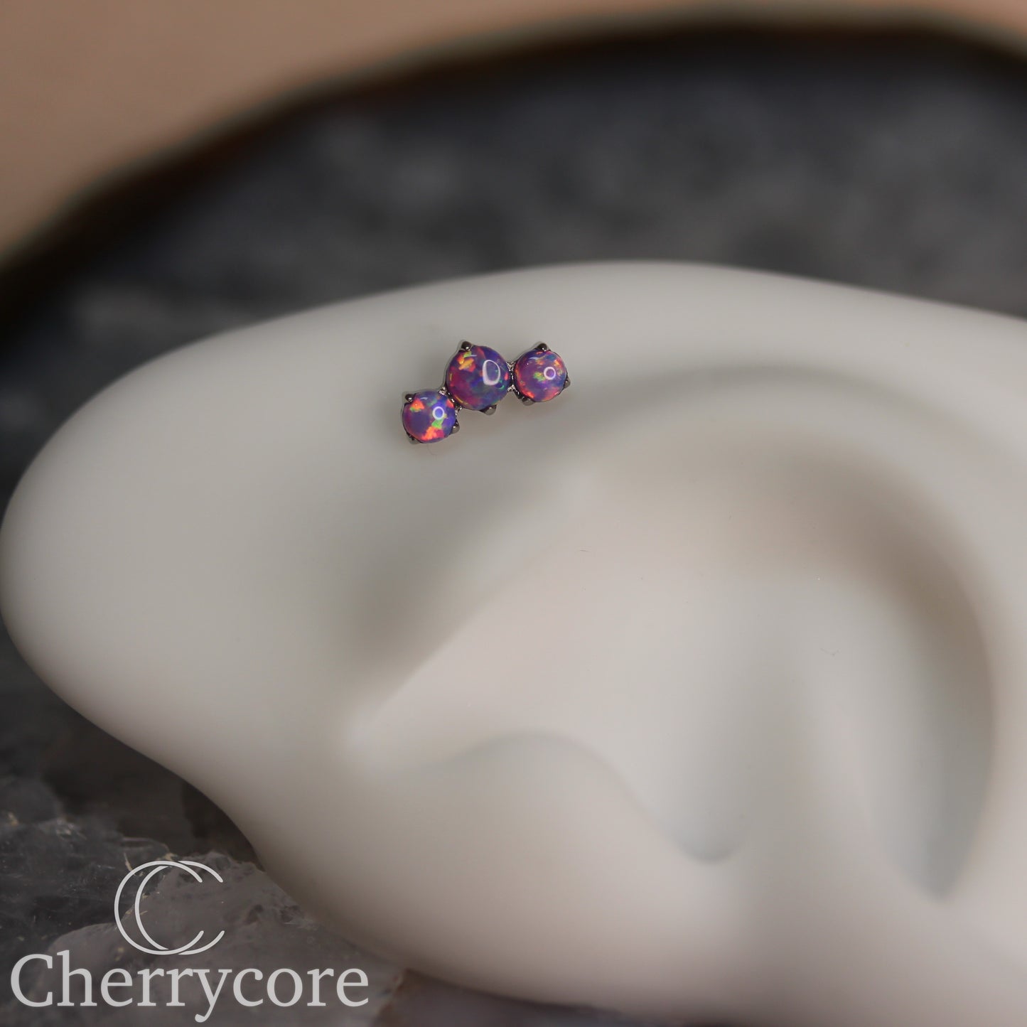 Prong Set Lavender Opal Mini Arc - Titanium Threaded attachment