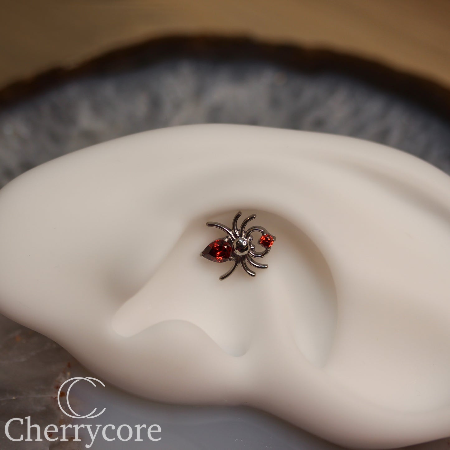 Spider- Garnet CZ- Threaded attachment