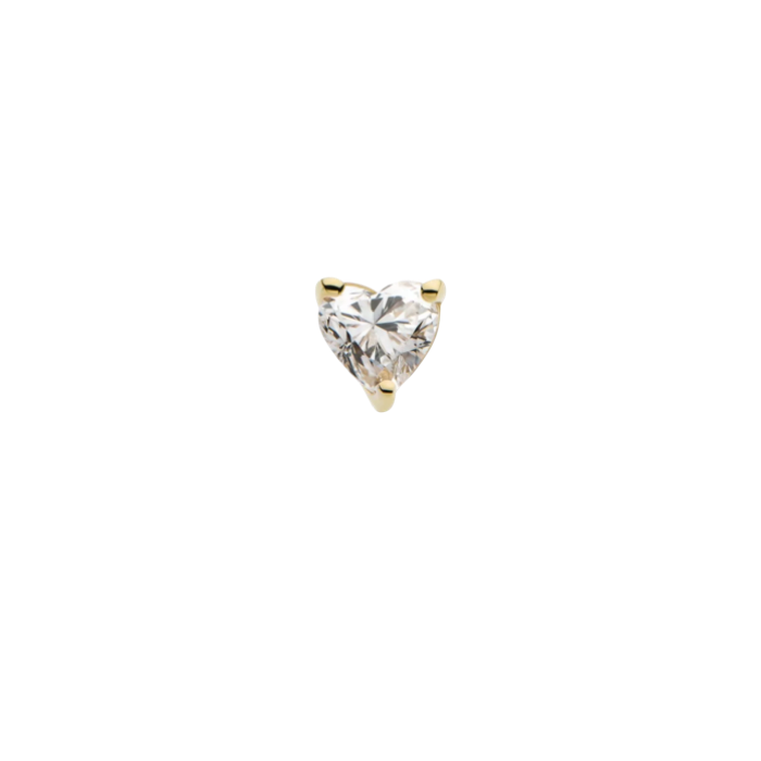 14k Prong Set Lab Diamond Heart- Threadless Attachment