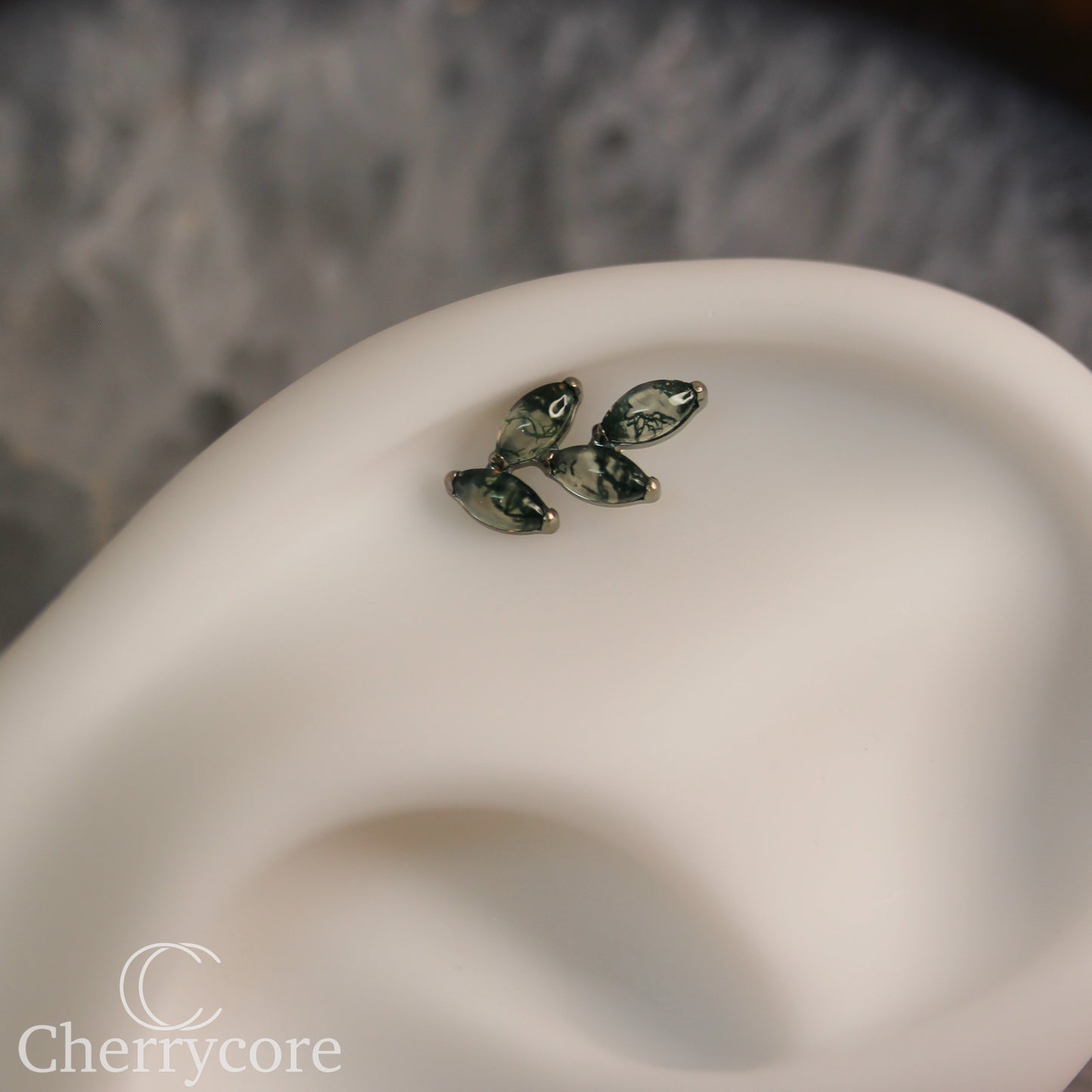 Autumn -Genuine Moss Agate- Titanium Threaded Attachment