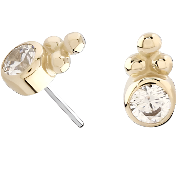 Lab Diamond Bezel Tribead Duo- 14k Yellow Gold- Threadless Attachment