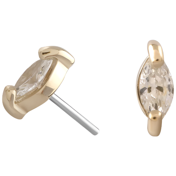 14k Lab Diamond Marquise -Threadless Attachment