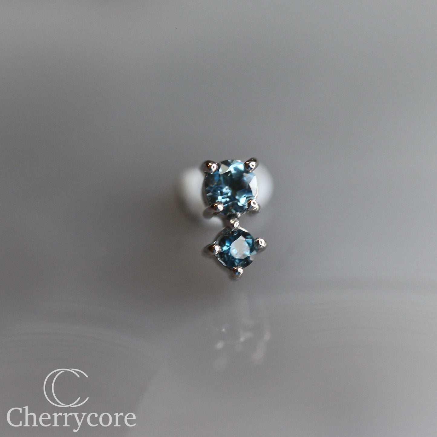 Bebe - Genuine London Blue Topaz- 14k White Gold Threadless Attachment