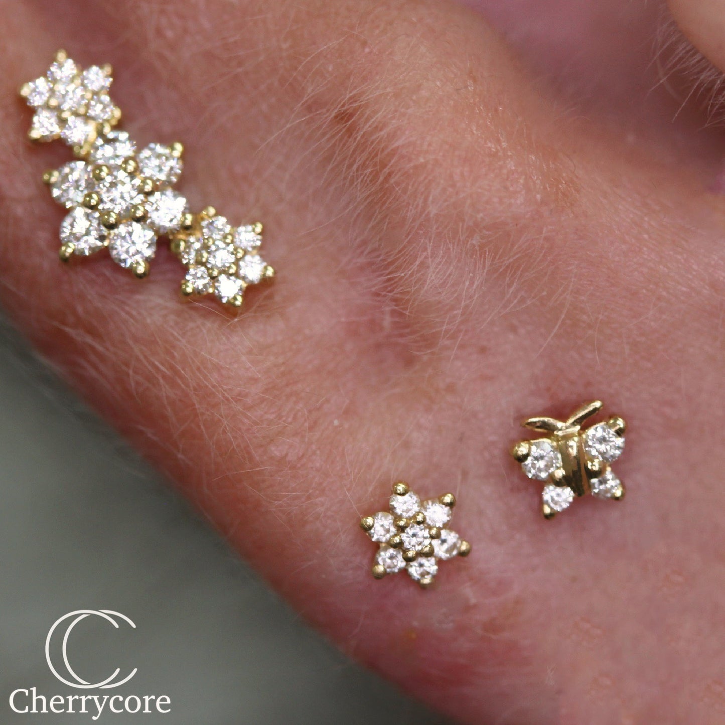 Diamond Flower Threaded Stud