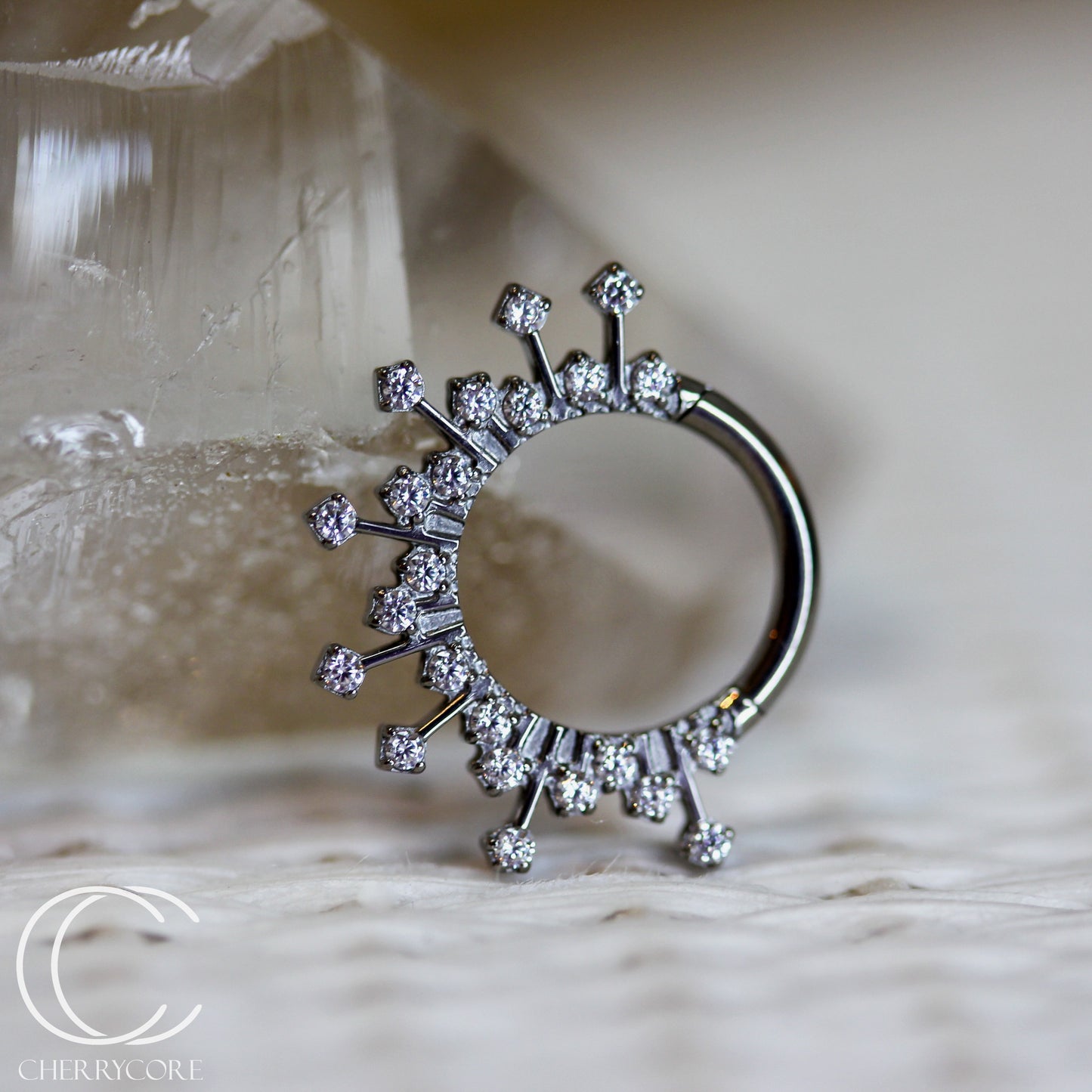 Stellar- CZ- Titanium Hinge Ring