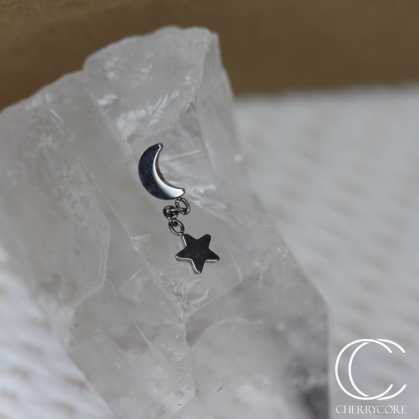 Titanium Star & Moon Dangle- Threaded Attachment