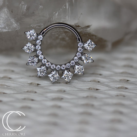 Royalty- Princess Cut Gem Hinge Ring