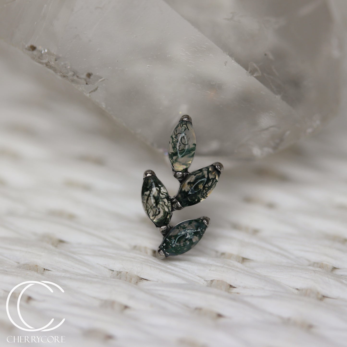 Autumn -Genuine Moss Agate- Titanium Threaded Attachment
