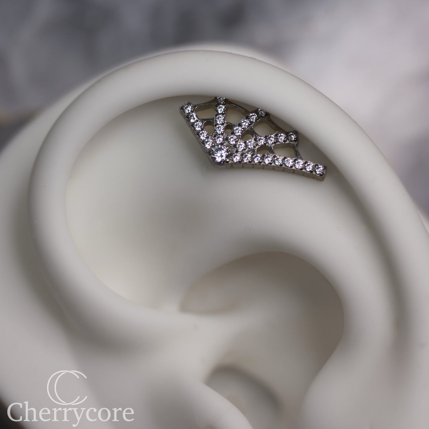 Implant Grade Titanium Spider Web - Cubic Zirconia- Threaded attachedment