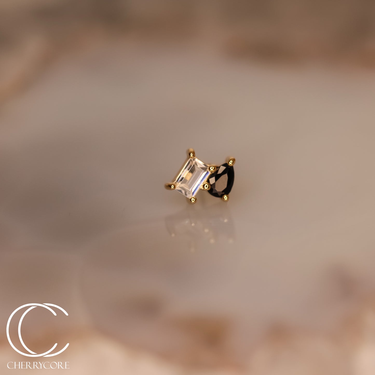 14k- Aurelle- Black CZ -Threadless attachment