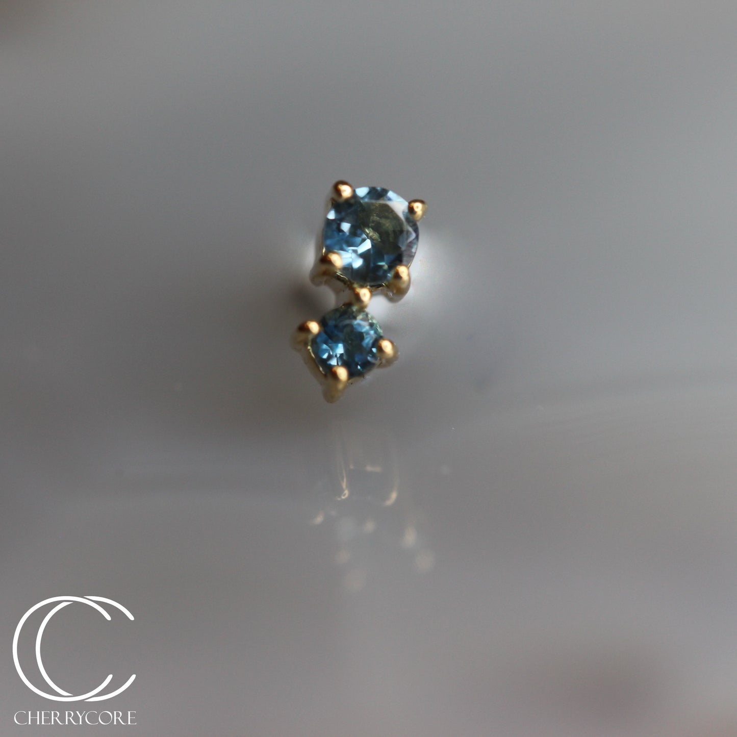 Bebe - Genuine London Blue Topaz- 14k Gold Threadless Attachment