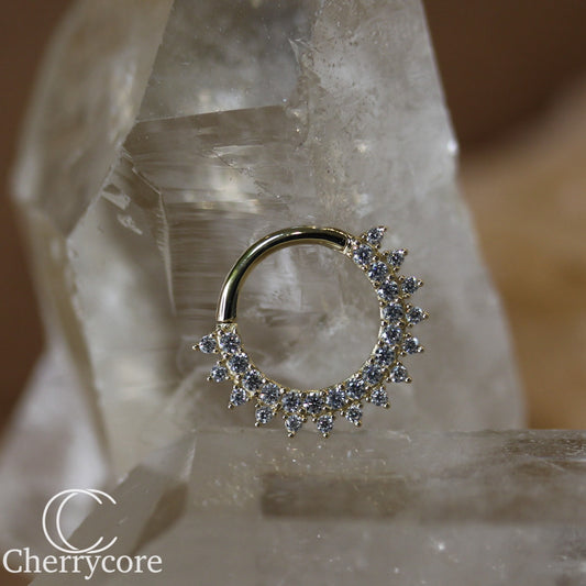 14kt  Yellow Gold Prong Set CZ Hinge Ring