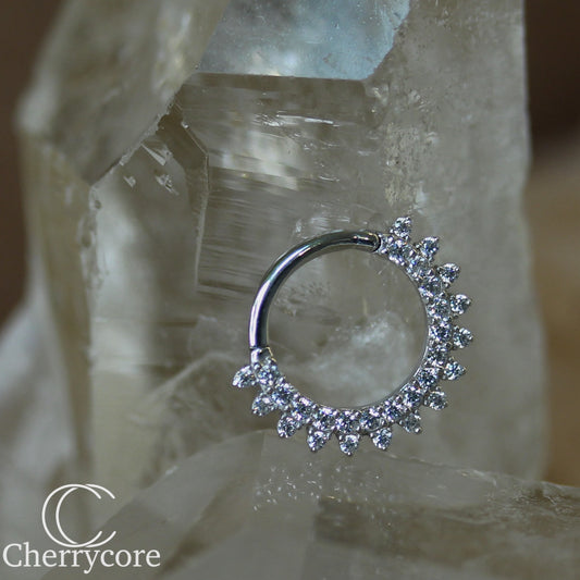 14kt White Gold Prong Set CZ Hinge Ring