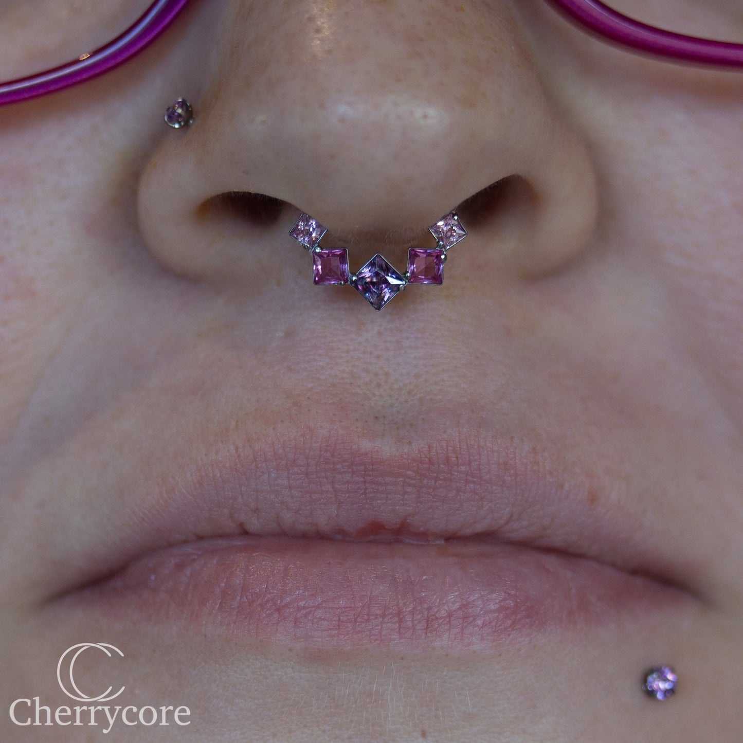 Titanium Pink & Purple Ombre Princess Cut Gem Hinge Ring