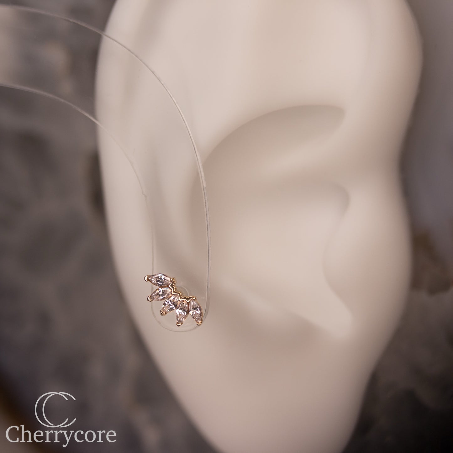 14k 5 gem Marquise Fan- Threadless Attachment